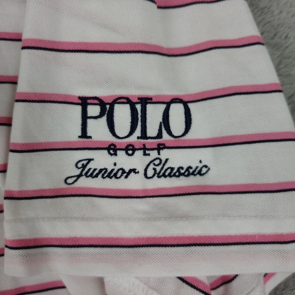 Polo‎ Ralph Lauren Shirt Short Sleeve  Pro-fit JR. Classic AJGA Sz L Pink Stripe